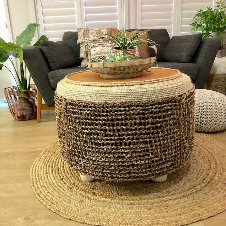 seagrass tyre table, DIY Seagrass Coffee Table