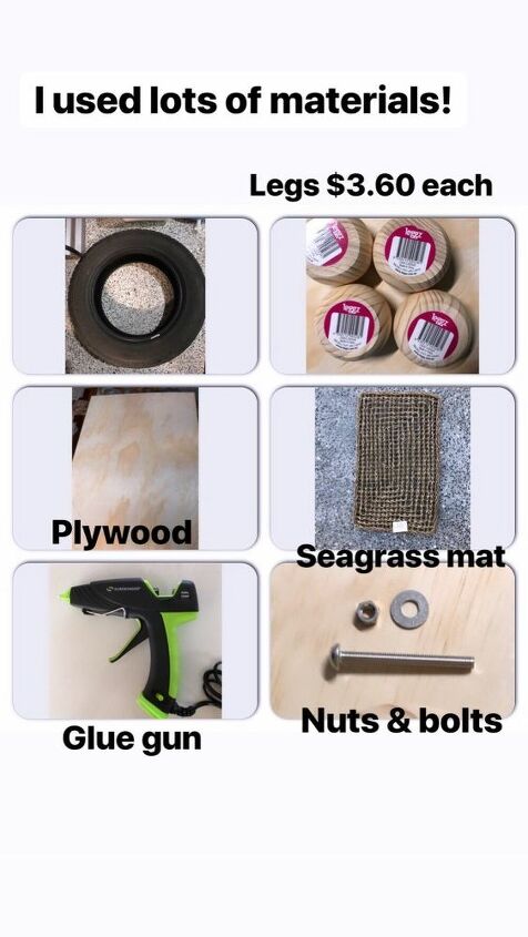 seagrass tyre table, Tools and Materials