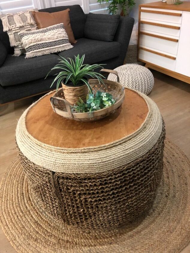 seagrass tyre table, DIY Seagrass Tire Coffee Table