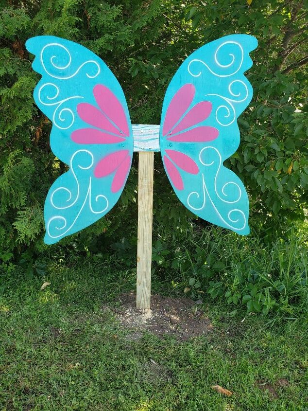 how to make life size fairy wings for a cute garden feature, Life size wings for a fairy garden