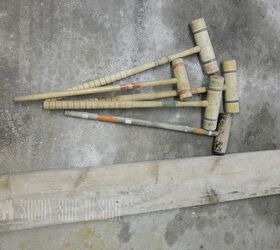 diy blanket ladder with croquet mallets scrap wood