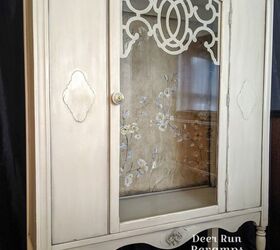 how to update an antique cabinet with contact paper and chalk paint