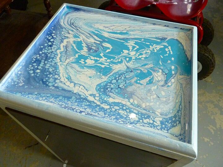 dirty paint pour on a cabinet, Paint pours are fun