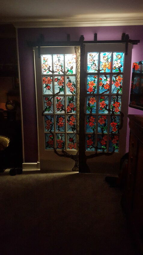 stained glass faux barn doors