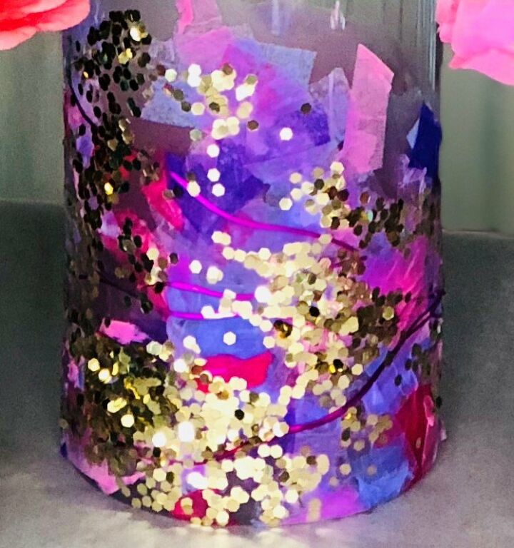 jarrn de cristal con purpurina