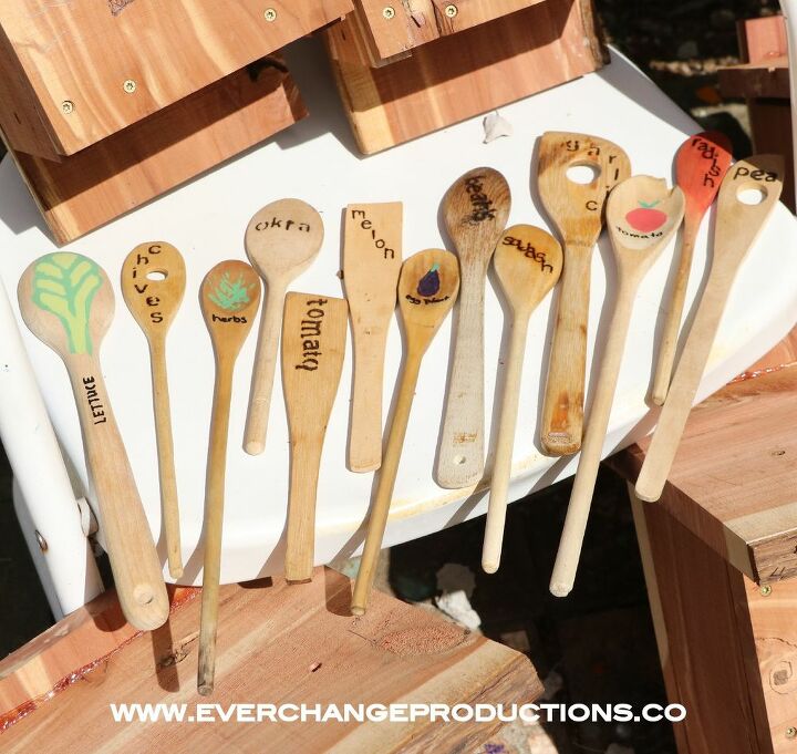 upcycled wooden spoon garden markers