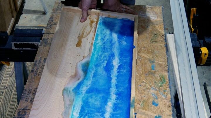 wood and resin beach art