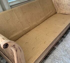 deconstructed inspired daybed, The tacked burlap using twine