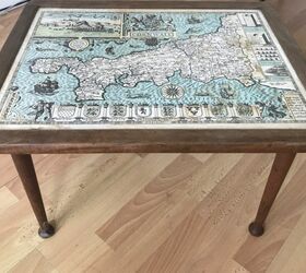 how to funk up an old thrift store find with glass mosaic, Full map coffee table with potential