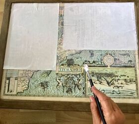 how to funk up an old thrift store find with glass mosaic, Cover table top with paper