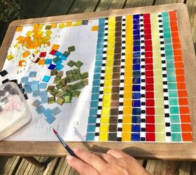 how to funk up an old thrift store find with glass mosaic, Keeping nice straight even rows and gaps