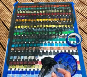 how to funk up an old thrift store find with glass mosaic, Grouting into all crevices