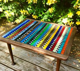 how to funk up an old thrift store find with glass mosaic, Funky table makeover with mosaic