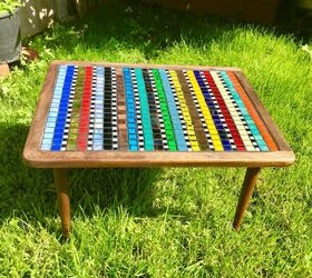 how to funk up an old thrift store find with glass mosaic, Funky mosaiC coffee table