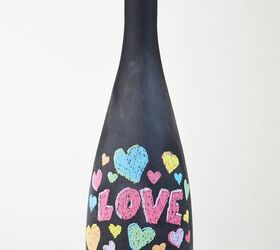 chalkboard wine bottle vase flowers with personalized messages