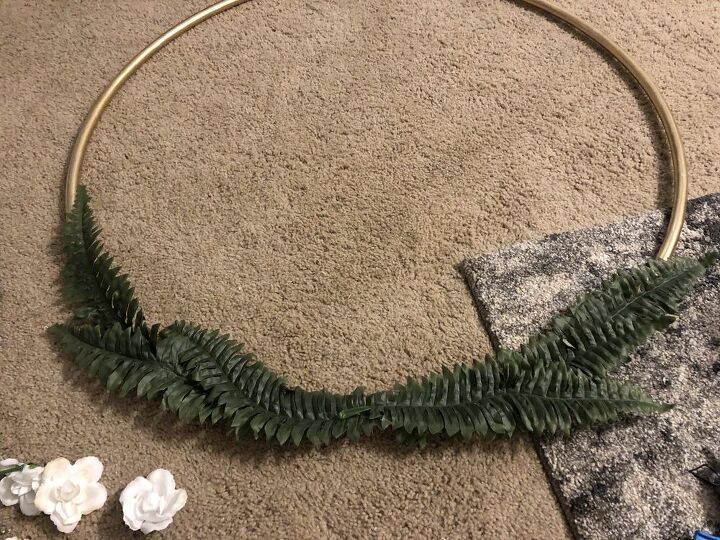 2 hula hoop turned into pretty flower hanging hoop decor