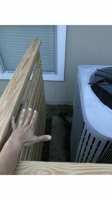 need to hide your ac try building a fence around your ac unit, Leaving a gap between the AC unit and fence