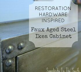 faux aged steel ikea cabinet inspired by restoration hardware