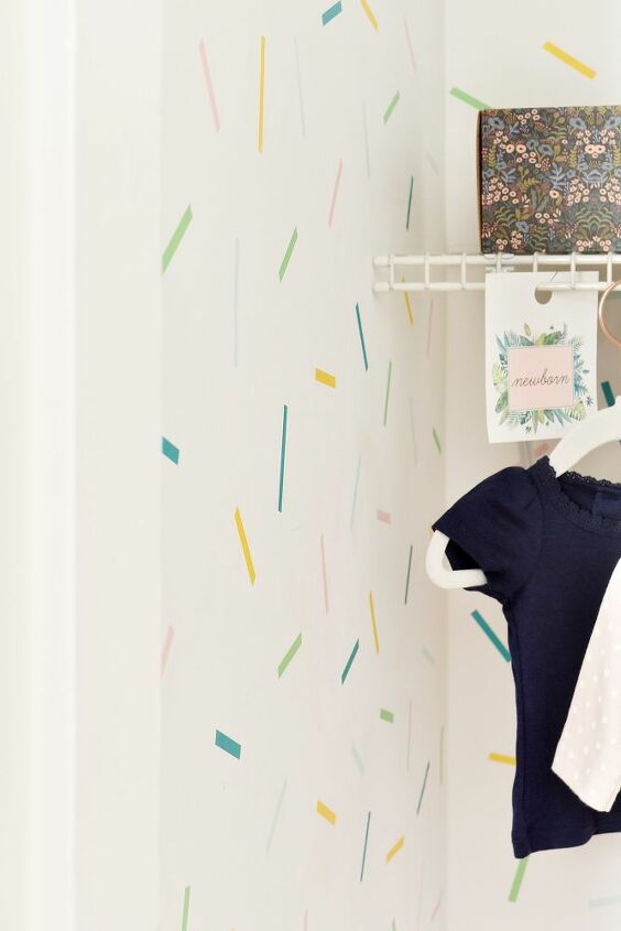 accent wall idea diy confetti washi tape closet