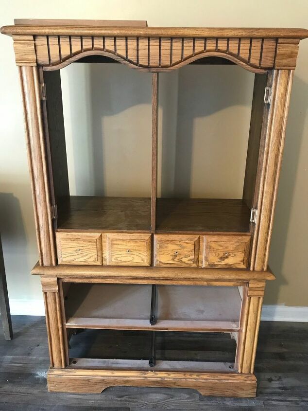 upcycled armoire cabinet diy farmhouse cabinet freebie, Doors Removed