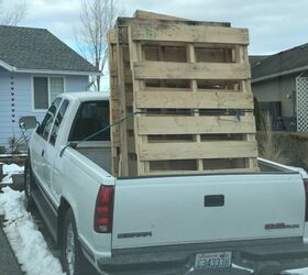 pallet potting shed, Pallets loaded in the truck