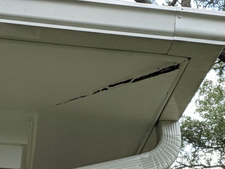 how can i repair this sagging soffit board pic attached