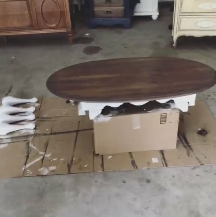 out dated coffee table turned farmhouse chic