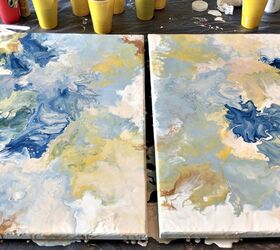 paint pour in peaches pinks and blues