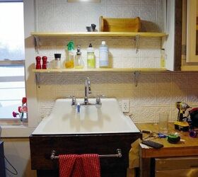 replacing my barnwood shelf with two open shelves above my kitchen sin