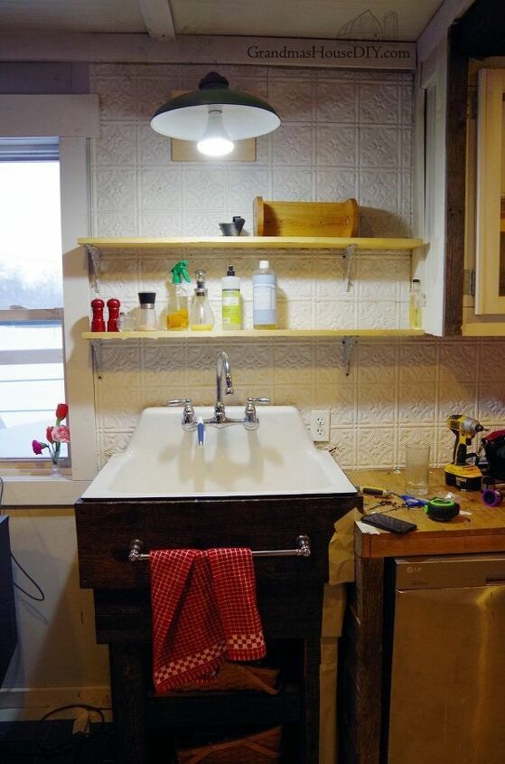 How To Replace Barnwood Shelf With Two Open Shelves Above - Replacing Kitchen Cabinets With Open Shelving How To Replace Barnwood Shelf With Two Open Shelves Above - Replacing Kitchen Cabinets With Open Shelving
