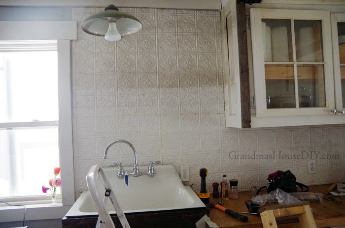 replacing my barnwood shelf with two open shelves above my kitchen sin