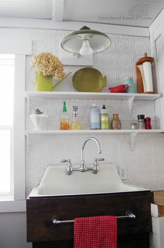 replacing my barnwood shelf with two open shelves above my kitchen sin