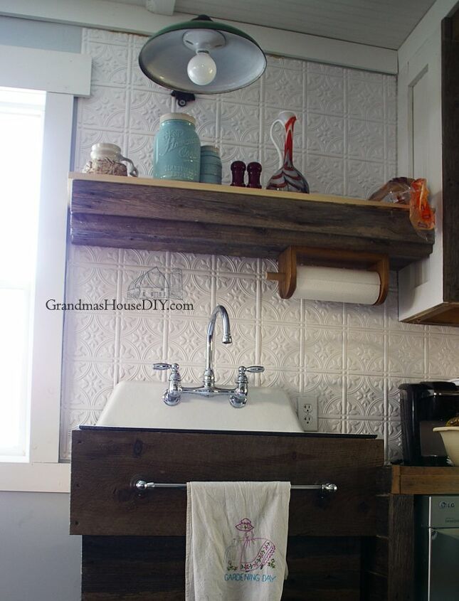 replacing my barnwood shelf with two open shelves above my kitchen sin