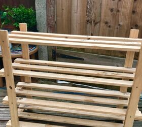 how to turn your old shoe rack into garden plant display unit, Old wood shoe rack