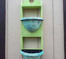 turning an old shelf into an outdoor planter