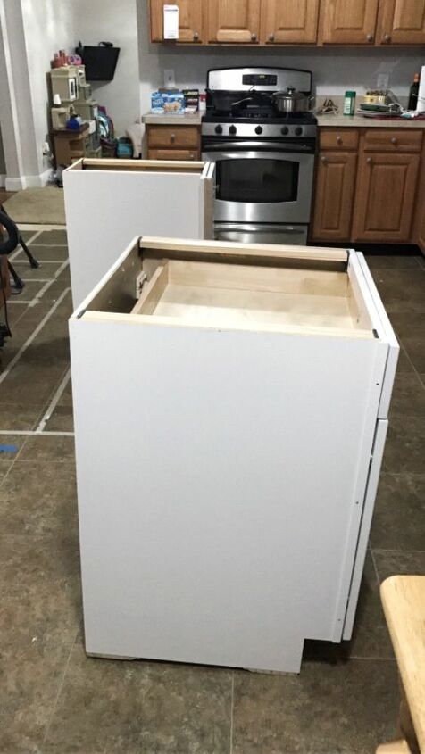 diy kitchen island with stock cabinets