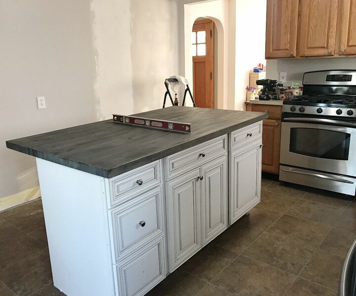 diy kitchen island with stock cabinets