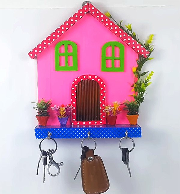 How to Make Key Holder Wall Decoration Craft Using Cardboard DIY | Hometalk