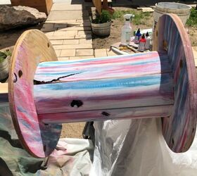 repurposed wooden spool to towel and table rack, Adding more colors