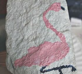 how to make a pink flamingo painted garden rock