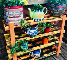 how to turn your old shoe rack into garden plant display unit, Unicorn spit gel stain plant stand