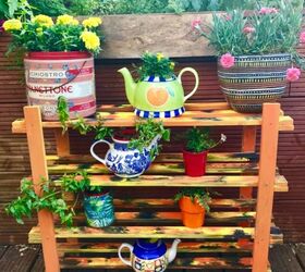 how to turn your old shoe rack into garden plant display unit, Unicorn spit gel stain plant stand rack