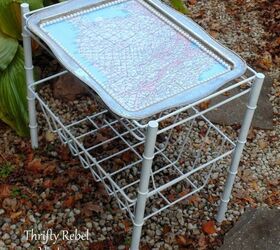 diy decoupaged map silver tray table