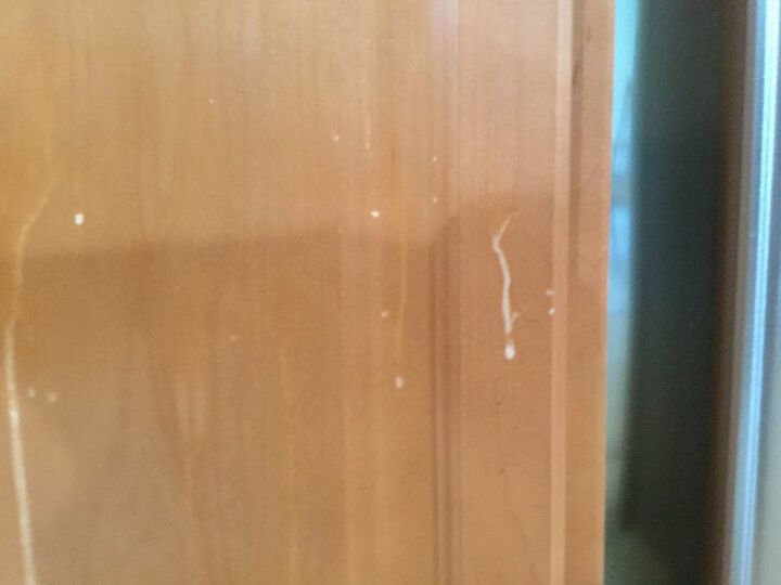 how can i clean dried egg white off of a cabinet door