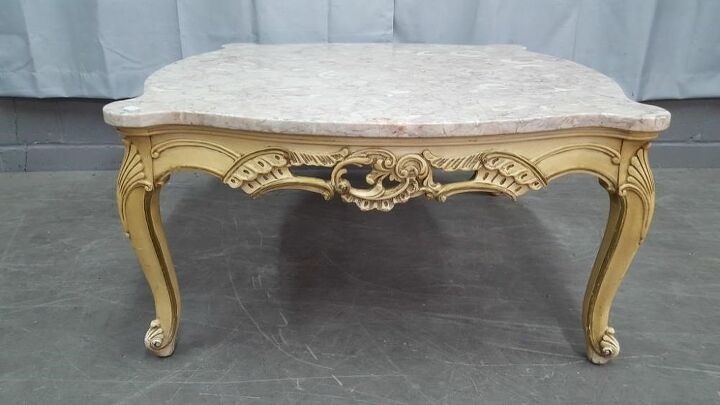 ornate coffee table makeover, Photo from online auction