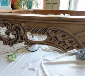ornate coffee table makeover, Dry brush with lighter shade