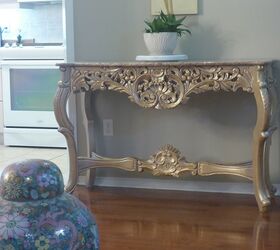 ornate coffee table makeover, Console table in the same room