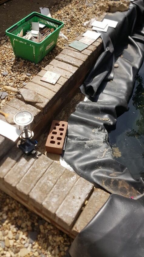 how do i put tiles on a liner for fish pond