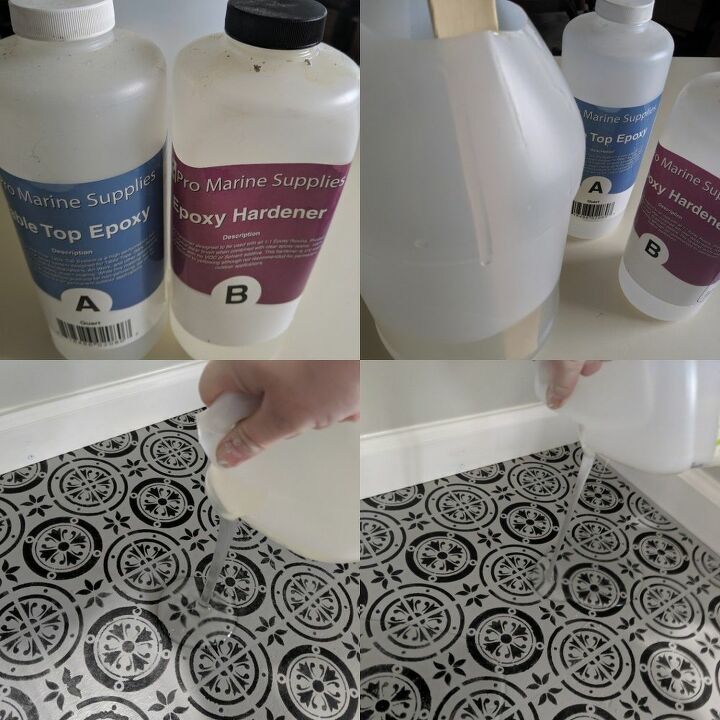 making a pantry how to stencil tile over concrete and seal with epoxy