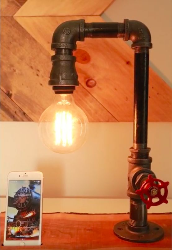 how to make a pipe lamp with a valve switch phone charger